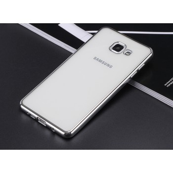 Силиконовый матовый полупрозрачный чехол с металлическим напылением для Samsung Galaxy A7 (2016) Белый