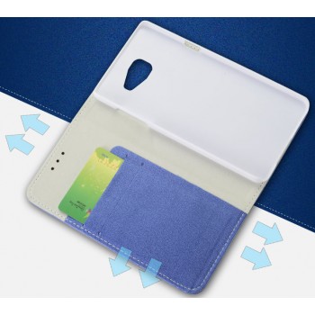 Текстурный чехол флип подставка на пластиковой основе с отделением для карт для Samsung Galaxy A7 (2016) Синий