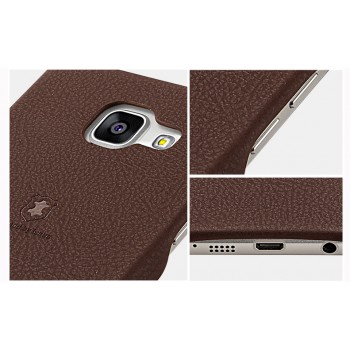 Силиконовый чехол накладка с текстурным покрытием Кожа для Samsung Galaxy A7 (2016) Коричневый