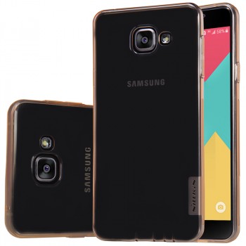 Силиконовый матовый полупрозрачный чехол повышенной защиты для Samsung Galaxy A5 (2016) Бежевый