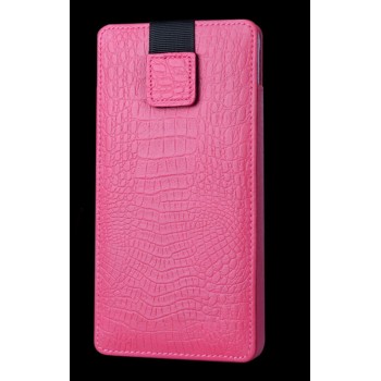 Кожаный мешок (нат кожа крокодила) на липучке для Samsung Galaxy Note 5 Розовый