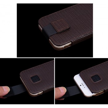 Кожаный мешок (нат кожа крокодила) на липучке для Samsung Galaxy Note 5 Коричневый