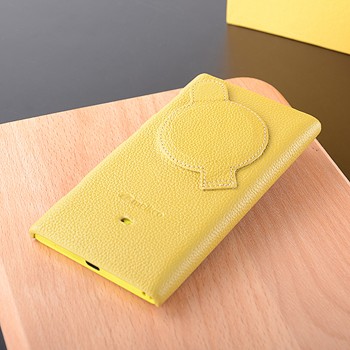 Кожаный чехол накладка для Nokia Lumia 1020 Желтый
