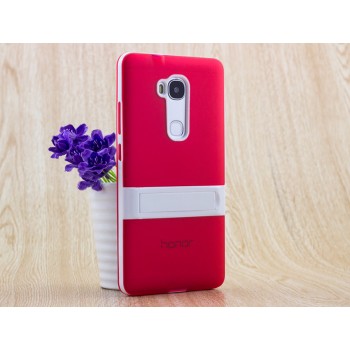 Двухкомпонентный силиконовый чехол с пластиковым бампером-подставкой для Huawei Honor 5X Красный