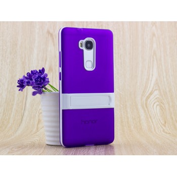 Двухкомпонентный силиконовый чехол с пластиковым бампером-подставкой для Huawei Honor 5X Фиолетовый