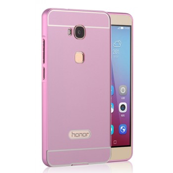 Двухкомпонентный чехол с металлическим бампером и поликарбонатной накладкой для Huawei Honor 5X Розовый