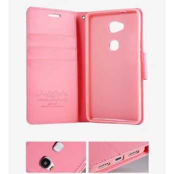 Чехол портмоне подставка на силиконовой основе с защелкой для Huawei Honor 5X Розовый