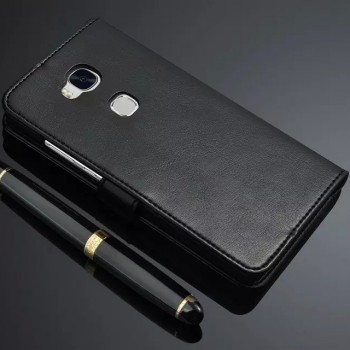 Глянцевый чехол портмоне подставка с защелкой для Huawei Honor 5X Черный