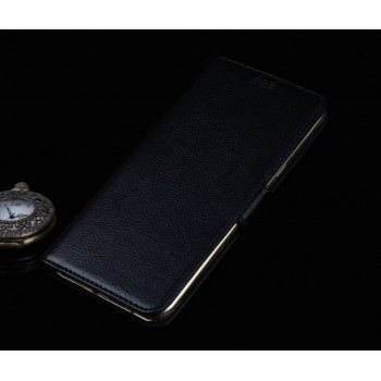 Кожаный чехол горизонтальная книжка (нат. кожа) с магнитной застежкой для Huawei Honor 5X Черный