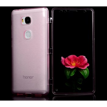 Двухмодульный силиконовый чехол горизонтальная книжка с транспарентной акриловой смарт крышкой для Huawei Honor 5X Розовый