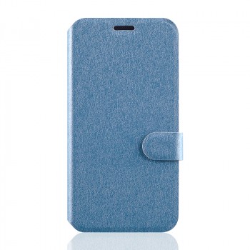 Текстурный чехол флип подставка с отделением для карт магнитной застёжкой для Microsoft Lumia 550 Голубой