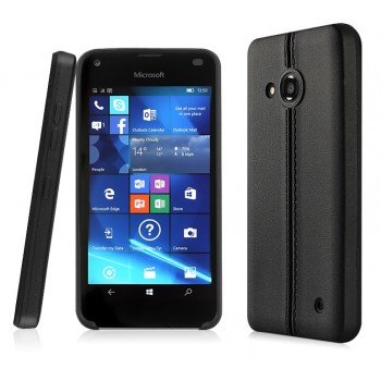 Силиконовый матовый непрозрачный чехол текстура Кожа для Microsoft Lumia 550