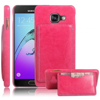 Дизайнерский чехол накладка с текстурным покрытием Кожа и отделением для карты/подставкой для Samsung Galaxy A3 (2016) Розовый
