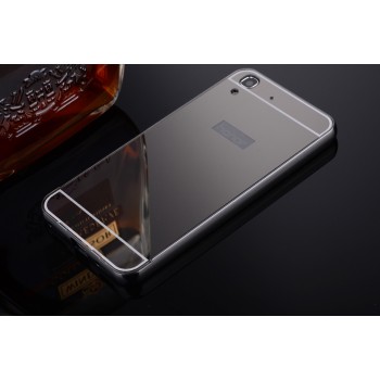 Гибридный металлический двухкомпонентный чехол и поликарбонатной крышкой с зеркальным покрытием для Huawei Y6 Черный