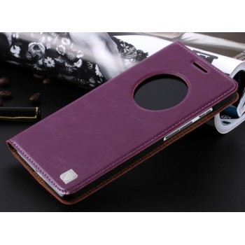 Кожаный чехол флип-подставка с окном вызова для ASUS Zenfone 6 Фиолетовый