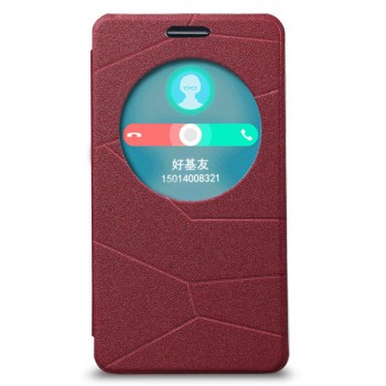 Текстурный чехол-флип с окном вызова для ASUS Zenfone 6 Красный