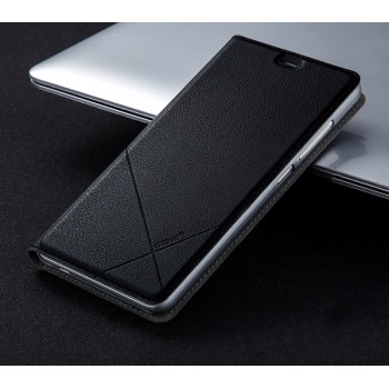 Текстурный чехол флип подставка на пластиковой основе с отделением для карт для Xiaomi RedMi Note 3 Черный