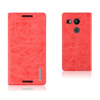 Текстурный чехол флип подставка на присоске с отделением для карты для Google LG Nexus 5X Красный