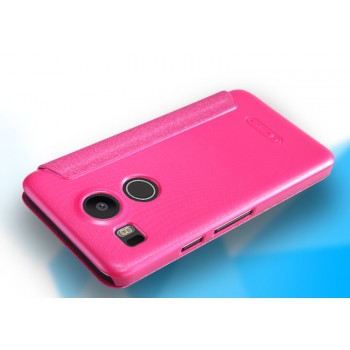 Чехол флип на пластиковой матовой нескользящей основе для Google LG Nexus 5X Розовый