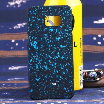Пластиковый матовый дизайнерский чехол с голографическим принтом Звезды для Samsung Galaxy S6 Edge Plus Голубой