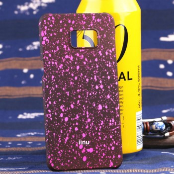 Пластиковый матовый дизайнерский чехол с голографическим принтом Звезды для Samsung Galaxy S6 Edge Plus Розовый