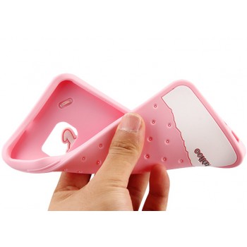 Силиконовый дизайнерский фигурный чехол для Samsung Galaxy S6 Edge Plus Розовый