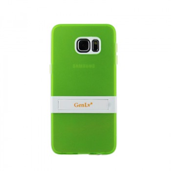 Двухкомпонентный силиконовый чехол с пластиковым бампером-подставкой для Samsung Galaxy S6 Edge Plus Зеленый
