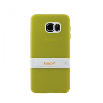 Двухкомпонентный силиконовый чехол с пластиковым бампером-подставкой для Samsung Galaxy S6 Edge Plus Желтый
