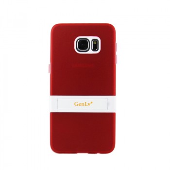 Двухкомпонентный силиконовый чехол с пластиковым бампером-подставкой для Samsung Galaxy S6 Edge Plus Красный