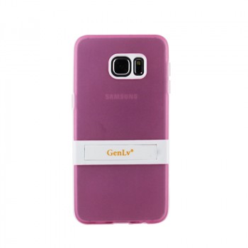 Двухкомпонентный силиконовый чехол с пластиковым бампером-подставкой для Samsung Galaxy S6 Edge Plus Розовый