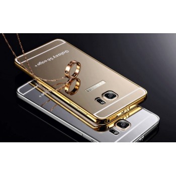 Гибридный металлический двухкомпонентный чехол и поликарбонатной крышкой с зеркальным покрытием для Samsung Galaxy S6 Edge Plus