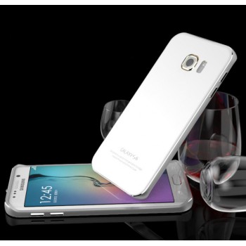 Гибридный двухкомпонентный чехол с металлическим бампером и закаленной стеклянной накладкой для Samsung Galaxy S6 Edge Plus