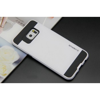 Силиконовый матовый непрозрачный чехол с поликарбонатными вставками для Samsung Galaxy S6 Edge Plus Белый