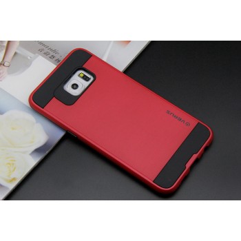 Силиконовый матовый непрозрачный чехол с поликарбонатными вставками для Samsung Galaxy S6 Edge Plus Красный