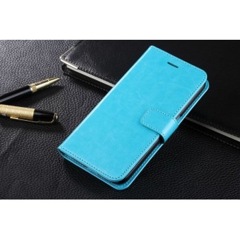 Глянцевый чехол портмоне подставка с защелкой для Samsung Galaxy S6 Edge Plus Голубой