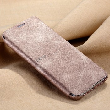 Винтажный кожаный чехол флип подставка для Samsung Galaxy S6 Edge Plus Бежевый