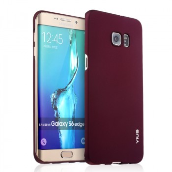 Пластиковый матовый непрозрачный чехол для Samsung Galaxy S6 Edge Plus Бордовый