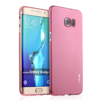 Пластиковый матовый непрозрачный чехол для Samsung Galaxy S6 Edge Plus Розовый