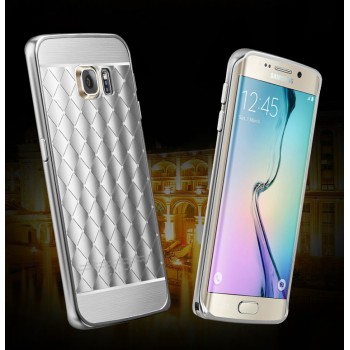 Двухкомпонентный чехол с металлическим бампером и текстурной поликарбонатной накладкой для Samsung Galaxy S6 Edge Plus Белый