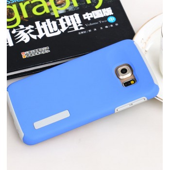 Гибридный чехол накладка силикон/поликарбонат для Samsung Galaxy S6 Edge Plus Голубой
