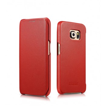 Кожаный вощеный чехол флип для Samsung Galaxy S6 Edge Plus Красный