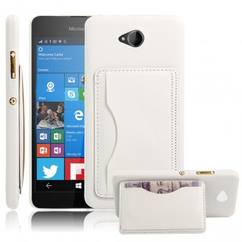 Дизайнерский чехол накладка с отделениями для карт и подставкой для Microsoft Lumia 650 Белый