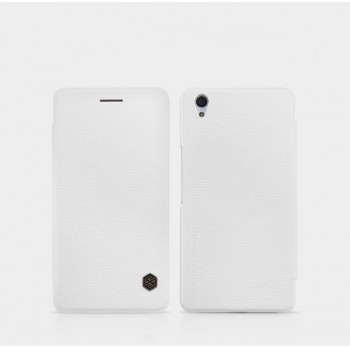 Чехол флип подставка на пластиковой основе с отделением для карты текстура Кожа для OnePlus X Белый