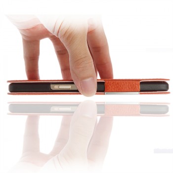Кожаный чехол флип подставка на пластиковой основе с окном вызова и свайпом для OnePlus X Оранжевый