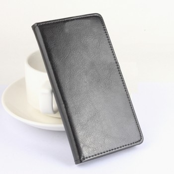 Глянцевый чехол портмоне подставка на силиконовой основе с отделением для карт и магнитной защёлкой для Lenovo A7010 Черный