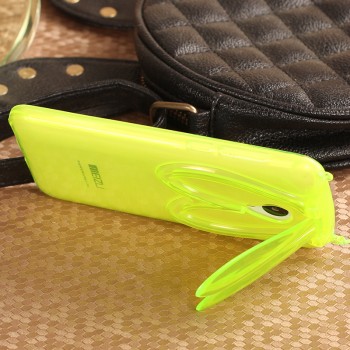 Силиконовый дизайнерский фигурный чехол Заяц со складными ушами для Meizu M2 Mini Зеленый