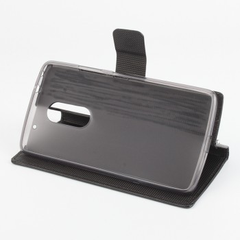Чехол портмоне подставка на силиконовой основе с отделением для карт для Lenovo Vibe X3 Черный