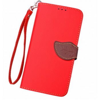 Текстурный чехол портмоне подставка на силиконовой основе с дизайнерской застежкой для Lenovo Moto X Style Красный