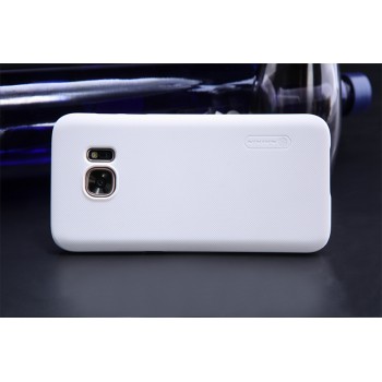 Пластиковый матовый нескользящий премиум чехол для Samsung Galaxy S7 Белый