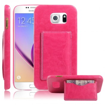 Дизайнерский чехол накладка с отделениями для карт и подставкой для Samsung Galaxy S7 Розовый